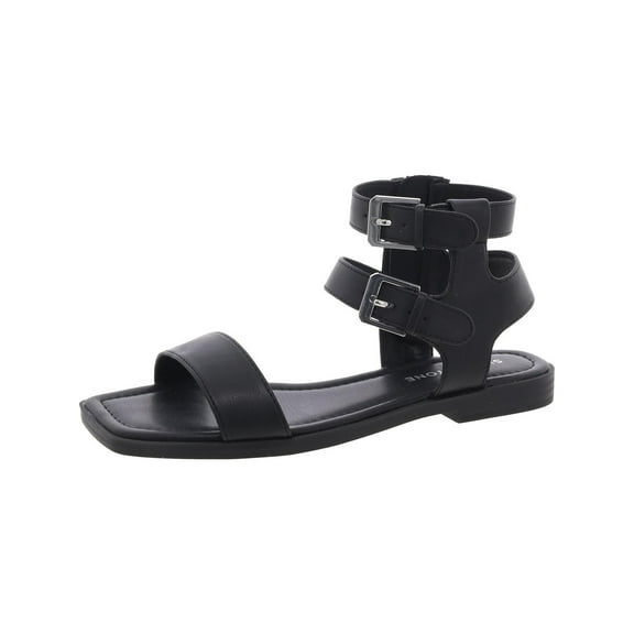 Sun Stone Womens Buckle Faux Leather Ankle Strap