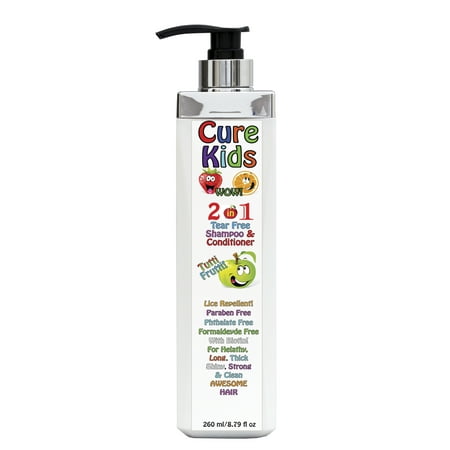 Cure Kids Wow Naturally Prevent Head Lice Repel 2 in1 Fruity Daily Shampoo & Conditioner Free of sulfates Paraben & Toxins/No Tears Cleanse Moisturize Detangler safe for scalp 8 fl (Best Way To Treat Lice Naturally)