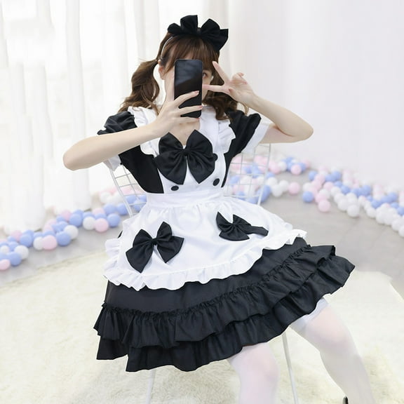 Lilgiuy Women Lovely Maid Cosplay Costume Animation Show Outfit Dress Clothes for for Outdoor Activities