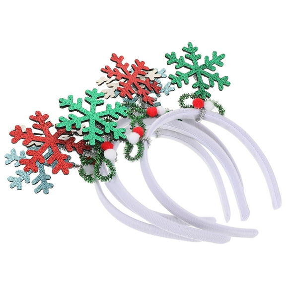 SEWCHICS 4-Pack Glitter Snowflake Headbands with Comfortable Fit for Christmas, New Year, Holiday Parties and Winter Celebrations