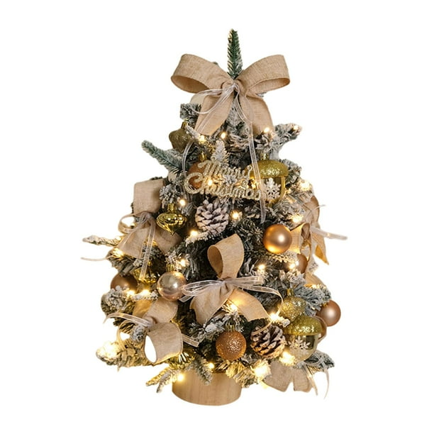 Árbol de Navidad artificial de mesa con simulación de árbol de Navidad, decoración LED cálida para fiestas. Estilo C