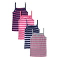 thumbnail image 1 of Girls Ultra Soft 100% Cotton Tagless Cami Undershirts 4-Pack - Striped - Size 5/6, 1 of 6