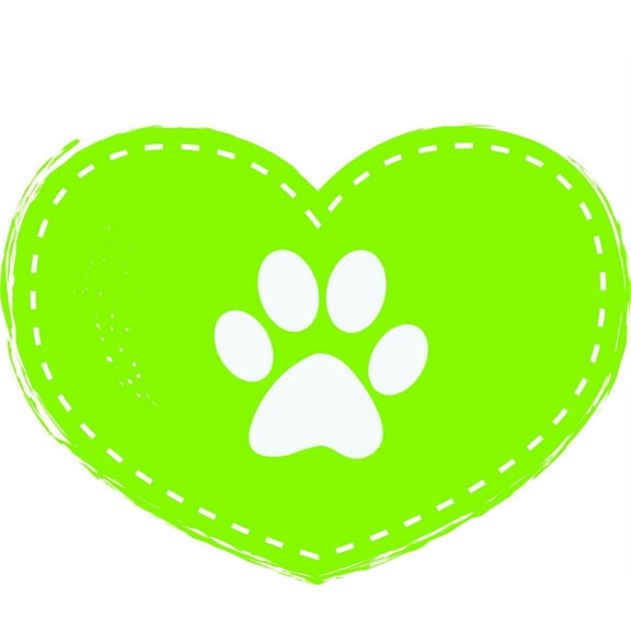 Design With Vinyl Artwork dog Green Heart With Pupppy Paw Print Wall Decal for Children - Dog Is Man's Best Friend Always Loved Animals Themed Décor - Size: 18 In x 36 In