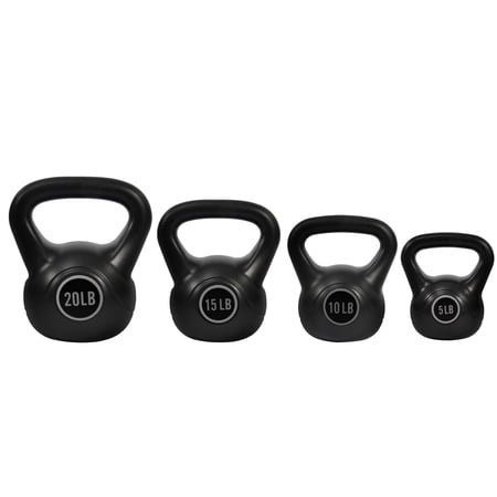 BalanceFrom Kettlebell Sets, 5, 10, 15, 20 lb Strength Training Home Gym Weights, Black