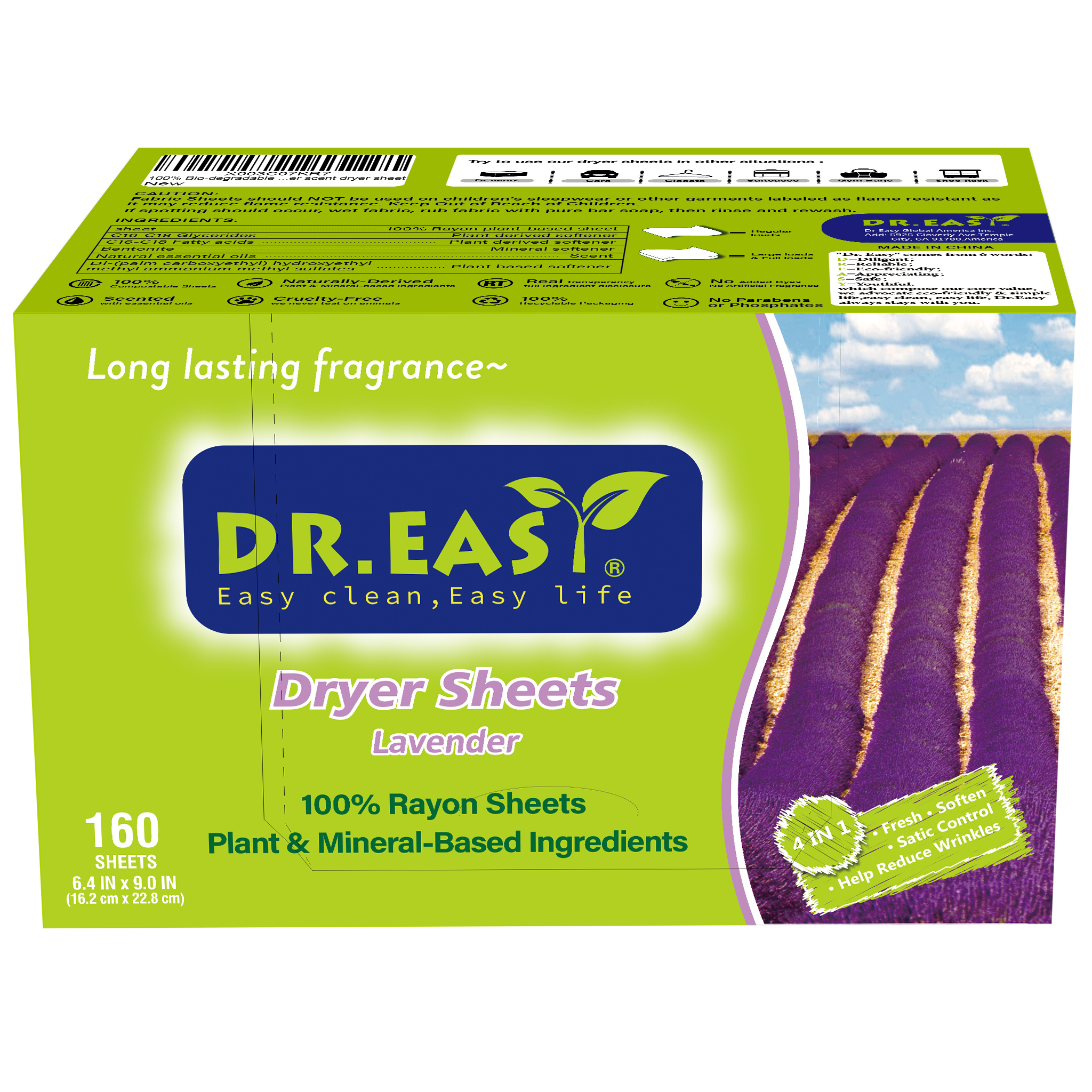 DR.EASY Plant-Based Dryer Sheets, Lavender, 160 Count photo 5