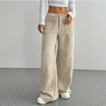 thumbnail image 4 of Hxshgdsn Womens Athletic Sweatpants With Pocket High Waist Straight Leg Casual Long Pants Loungewear Beige Xs, 4 of 9