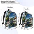 thumbnail image 2 of Disketp Largemouth Bass Jumping Out of The Water print Canvas Backpack Lightweight Travel Daypack Student Rucksack Laptop Backpack-Small, 2 of 5