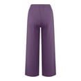 thumbnail image 5 of Ediodpoh Women's Pants Linen Summer Wide Leg Casual Loose Drawstring High Waist Solid Color Palazzo Trousers with Pockets for Women Purple XXL, 5 of 6