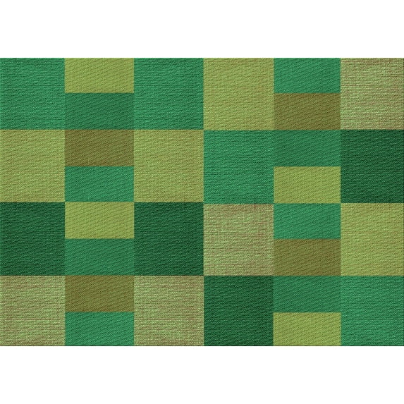 Ahgly Company Machine Washable Indoor Rectangle Transitional Green Apple Green Area Rugs, 5' x 8'