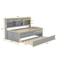 thumbnail image 4 of Twin Size Wooden Captain Bed with Built-in Bookshelves,Wooden Daybed Frame with Three Storage Drawers and Trundle,Light Grey, 4 of 9