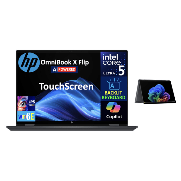 HP OmniBook AI Powered 2-in-1 Laptop 16.0in Touchscreen IPS WUXGA Display (Intel Ultra 5-226v, 16GB LPDDR5X, 1TB PCIe SSD, Backlit KB, Thunderbolt 4, WiFi 6E, Webcam, Bluetooth 5.3, Win 11 Pro)