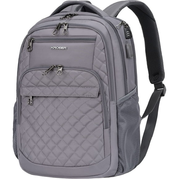 Mochila de viaje para portátil KROSER de 17 pulgadas, repelente al agua, gris oscuro
