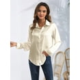 thumbnail image 5 of Satin Blouses for Women Silk Button Down Shirts Long Sleeve Business Casual Tops Champagne XL, 5 of 7