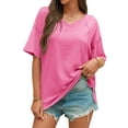 thumbnail image 6 of Summer V Neck Women Short Sleeved Solid T Shirt Tops, 6 of 6