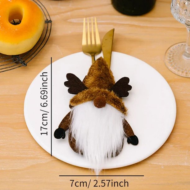 New Christmas Tableware Holder Gnome Silverware Holder Cutlery Knife Fork Spoon Pouch Bag for Xmas Party Dinnerware Table Decor