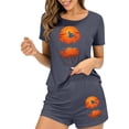 thumbnail image 2 of Jamicy Halloween Pajama Sets for Women Soft Sleepwear Halloween Print Pajama Sets for Women 2 Piece Short Sleeve Top with Shorts, 2 of 7