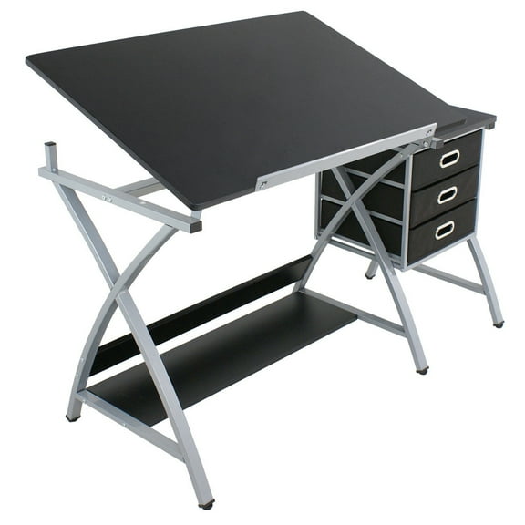 XgoodX Adjustable Drawing Desk Drafting Table Art Craft W/ Drawers Black Studio Design