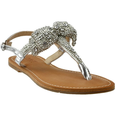 

Dolce by Mojo Moxy Womens Sienna Rhinestone Flat T-Strap Casual Sandals Casual