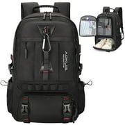 Aokur 55L Expandable Travel Backpack, Unisex 18.4" Laptop Backpack with USB Charger Port, Extra Large Hiking Backpack with Shoes Compartment & Dry Wet Pocket Black