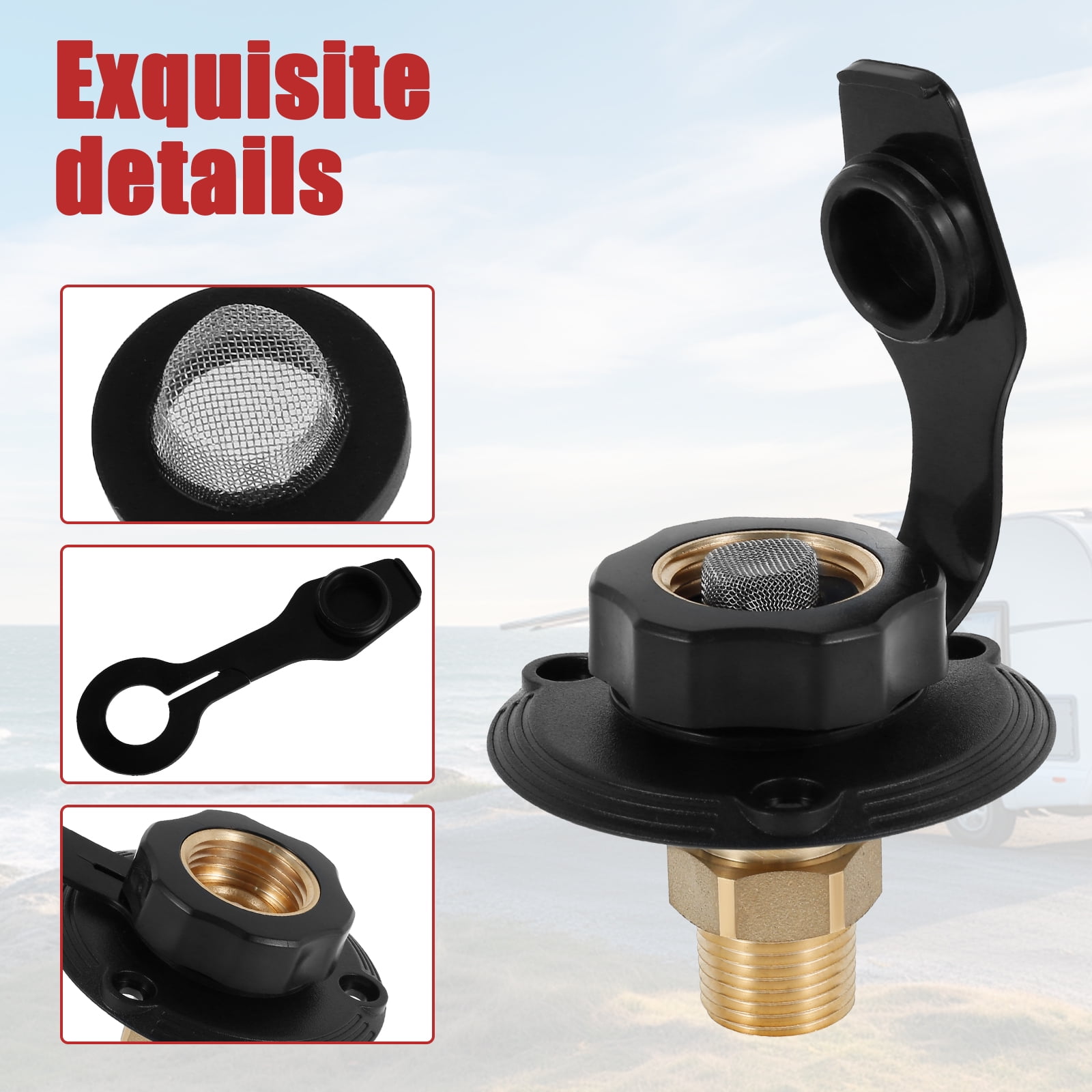 RV City Water Inlet With Check Valve – Brass Hose Connector For Campers & Trailers