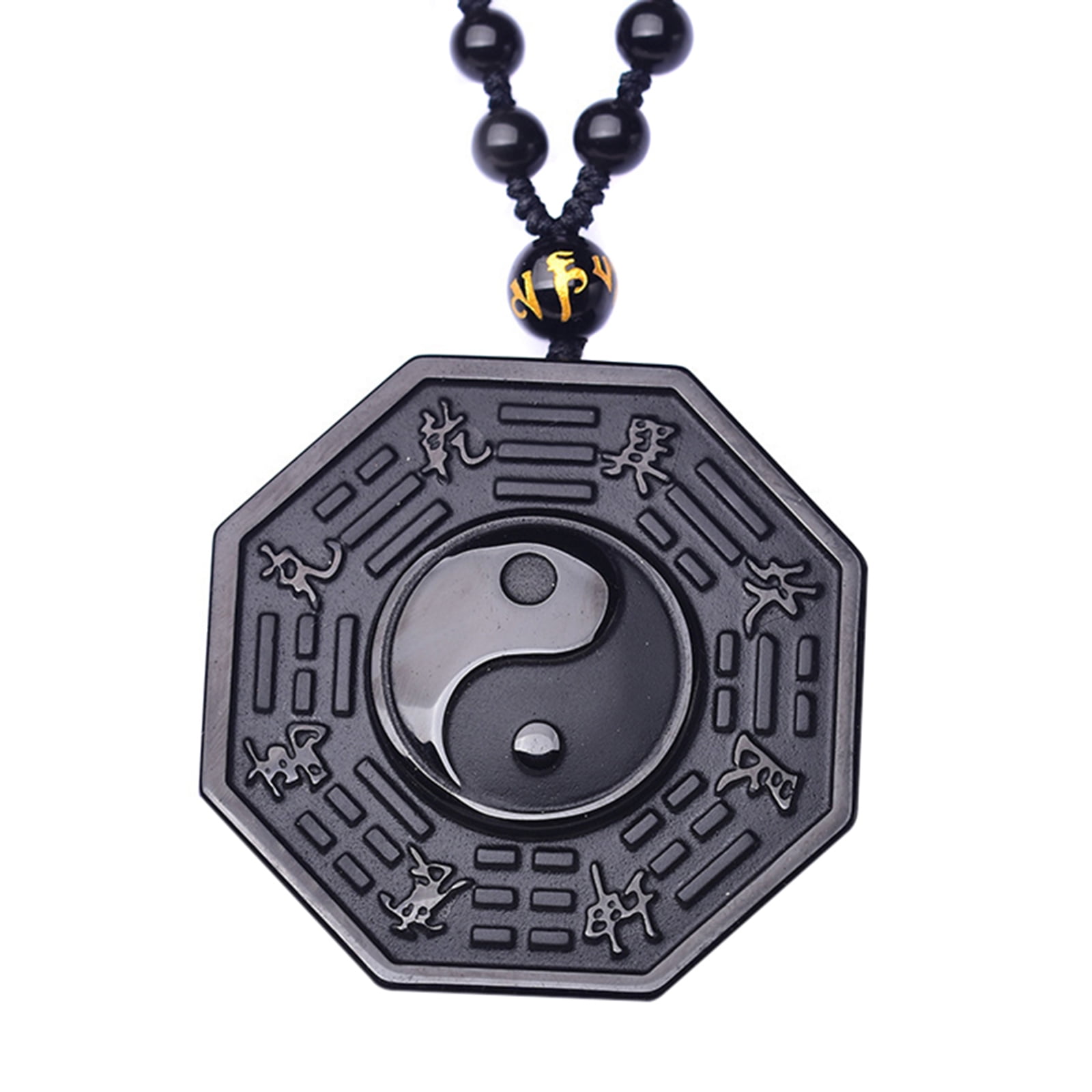 skæbnesvangre Dalset Zealot alextreme Nature Black Obsidian Yin Yang Bagua Pendant with Necklace for  Men Women New - Walmart.com