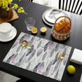 thumbnail image 4 of Pink and Grey Watercolor Feather Pattern Summer Placemats Table Placemats Set Of 4-Linen Kitchen Washable Placemats Table Mats 11.8"x17.7" Non-Slip Heat Resistant, 4 of 6