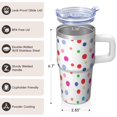 thumbnail image 3 of 20oz Leak Proof Stainless Steel Travel Mug With Handle Geometric Pattern Insulated Double Wall Cup and Straw Lid, 3 of 5