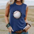 thumbnail image 3 of Gibobby Estación independiente Estilo europeo y americano Chaleco sin mangas Ropa de mujer Béisbol Impreso Camiseta suelta Casual Cuello redondo(Azul,G), 3 of 4