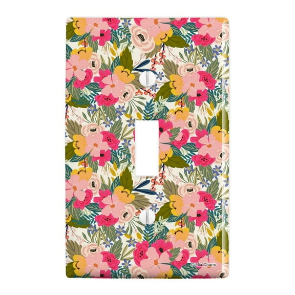 Softly Flowers Floral Pattern Plastic Wall Decor Toggle Light Switch Plate Cover