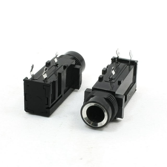 Reemplazo de socket de jack de audio de montaje en PCB negro de 6.5mm 3 terminales 2 piezas