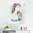 thumbnail image 1 of Watercolor Tapestry, Digital Painting Portrait of Woman with Wavy Hair and Floral Wreath, Fabric Wall Hanging Decor for Bedroom Living Room Dorm, 5 Sizes, Sepia Pale Purple Blue, by Ambesonne, 1 of 1