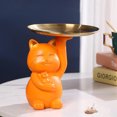 thumbnail image 3 of Bandeja De Almacenamiento De La Estatua Del Gato De La Suerte Estatua de gato de la suerte de resina, bandeja de almacenamiento, adornos, figuritas de gato, decoración del hogar (naranja) Ndcxsfigh Libre de BPA, 3 of 6