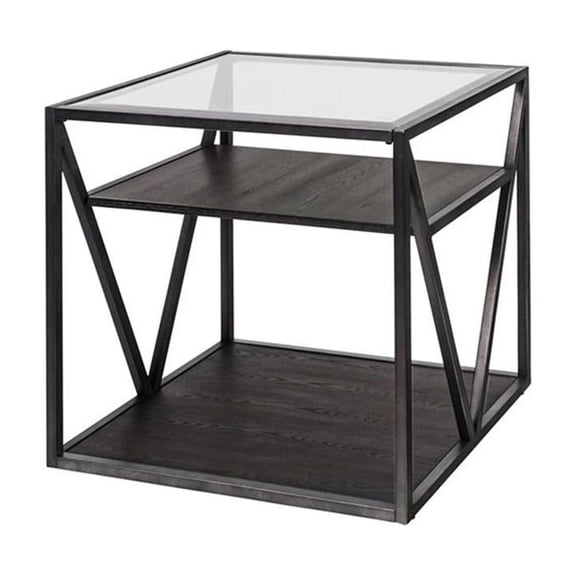 Pemberly Row Industrial Wood End Table in Gray