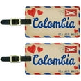 thumbnail image 1 of Air Mail Postcard Love for Colombia Luggage Suitcase Carry-On ID Tags, Set of 2, 1 of 1