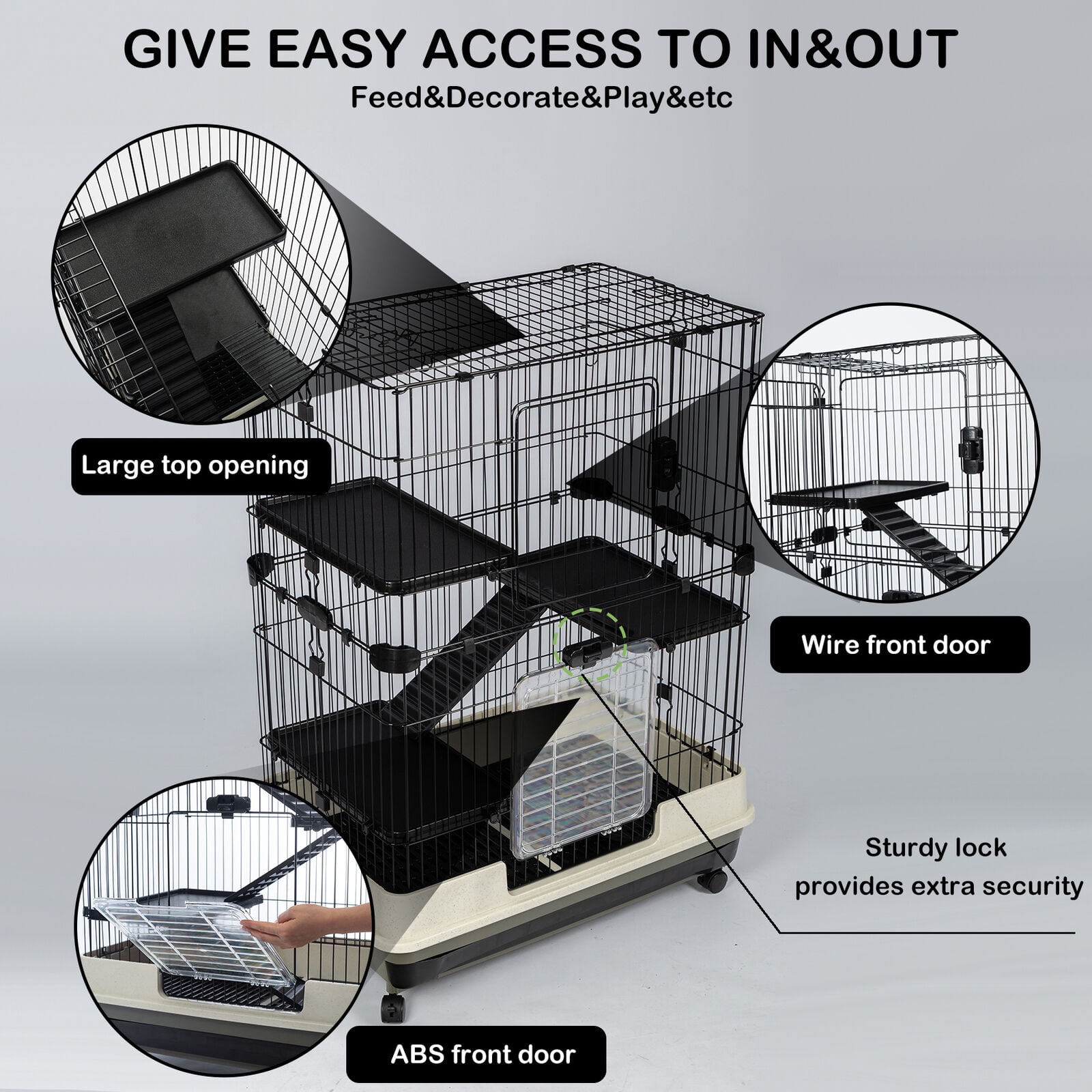 TOPCHANCES Large Ferret Cage Chinchilla Rabbit Hamster Guinea Pig House Small Pets Home