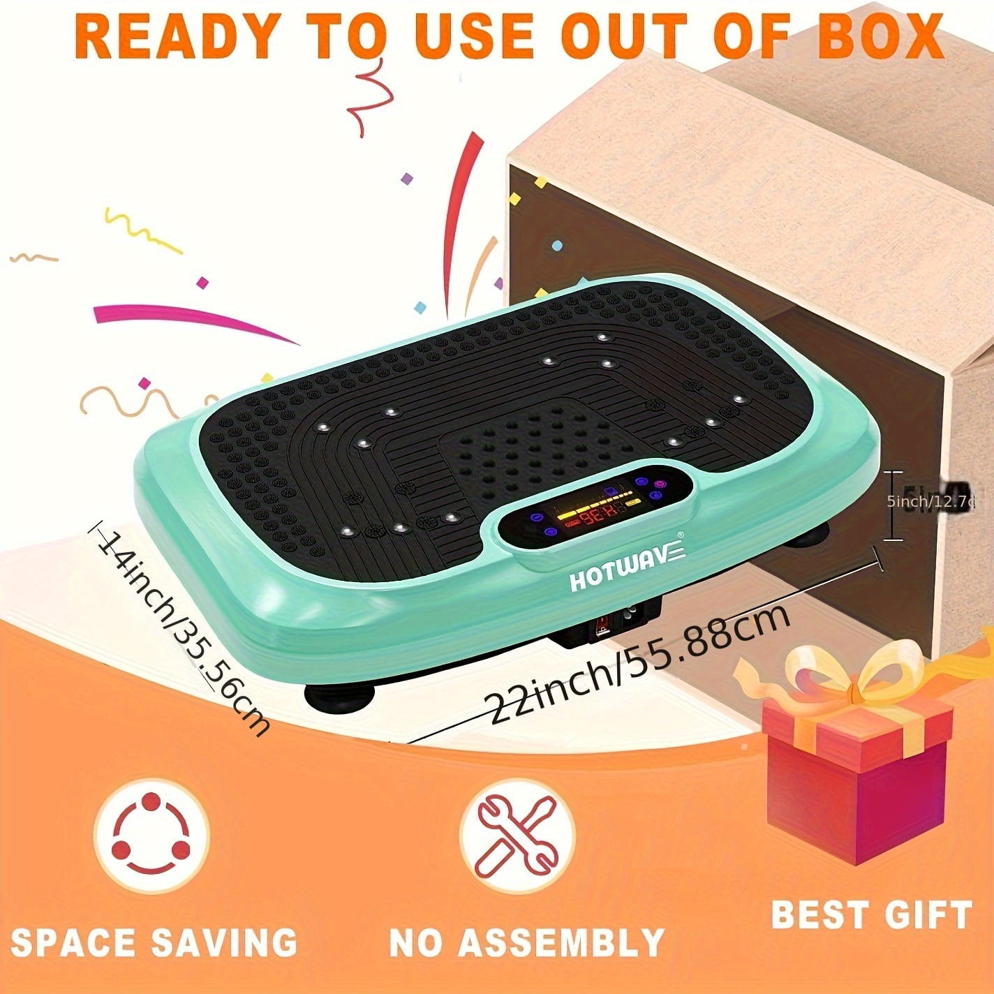 HOTWAVE Vibration Plate - 9 Modes Silent Motor 450LB Capacity, Full-Body Home Fitness Lymphatic Drainage Platform