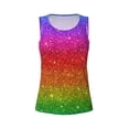 thumbnail image 4 of Fotbe Rainbow Glitter Womens Loose Fit Casual Flowy Slim-Fit Tank Tops Athletic Round Neck Trendy Sleeveless Summer Tops for Gym and Yoga-X-Large, 4 of 9