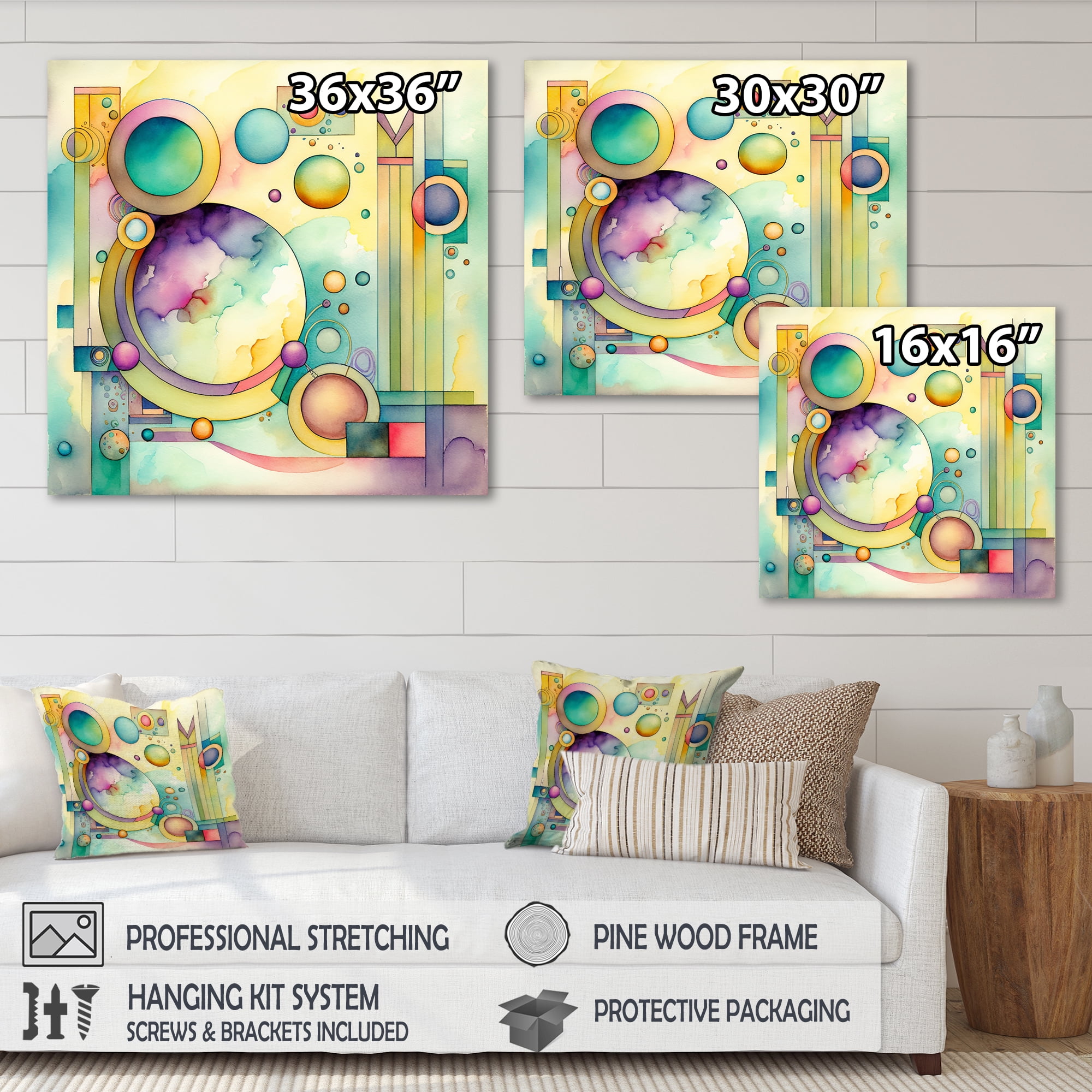 Designart Pastel Watercolor Art Deco I Canvas Wall Art