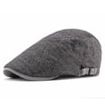 thumbnail image 2 of FINALGANG Womens Mens Solid Color Striped Linen Newsboy Cap Breathable Buckle Strap Adjustable Fit Lightweight Hat For Summer Daily Formal Wear Leisure Headwear, 2 of 3