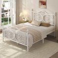 thumbnail image 3 of EBERY Queen Size Metal Bed Frame with Butterfly Pattern Design Headboard & Footboard, Underbed Storage, White, 3 of 9