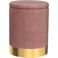 thumbnail image 5 of Mxfurhawa Velvet Storage Ottoman Multipurpose Footrest Stool with Metal Base Modern Round Vanity Stool Chair Ottoman Foot Stools Support 300 lbs Padded Seat for Living Room (Dusty Rose (Velvet)), 5 of 8