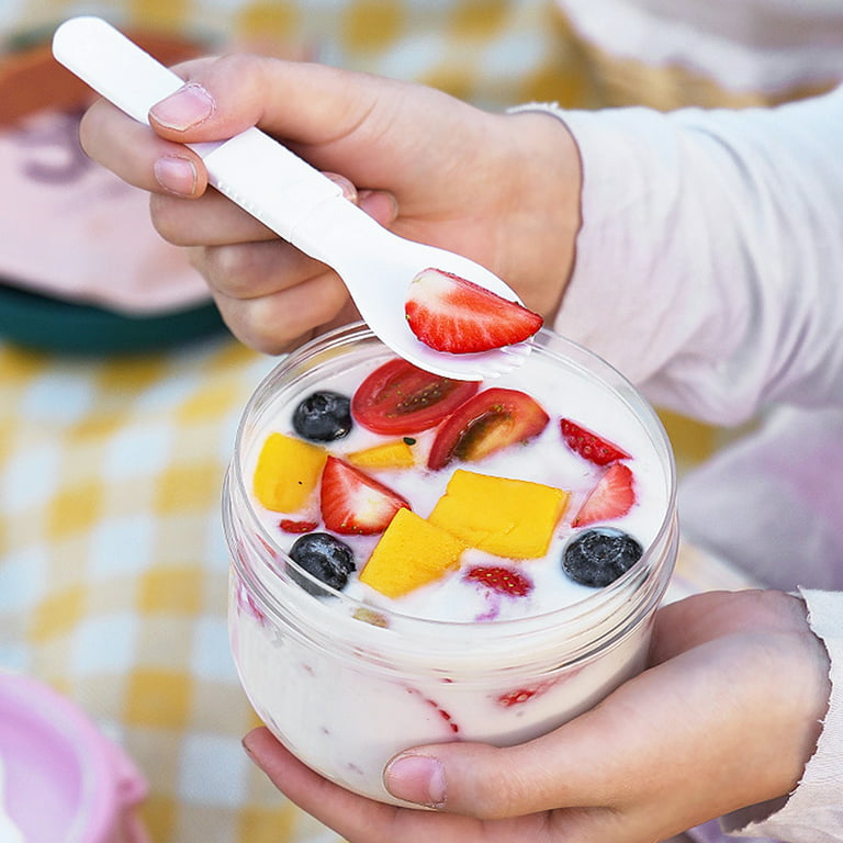 Salad Cup, Breakfast Cup, Yogurt Cup With Top, Cereal Or Oatmeal Container,  Vegetable And Fruit Salad Cup With Spoon And Salad Dressing Holder, Fresh  Salad Dressing Container, Portable Cup, Essential Mini Cup