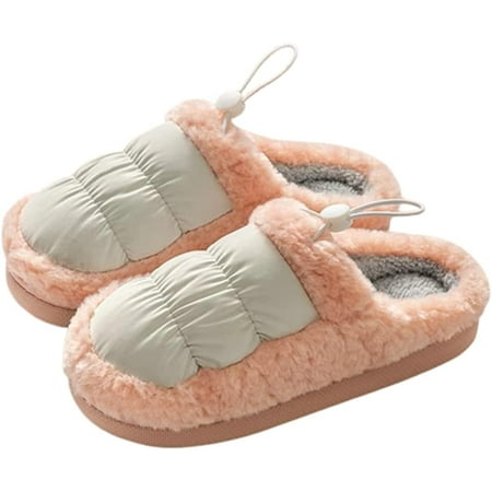 

PIKADINGNIS Women Furry Slippers Fluffy Warm Plush Soft Memory Foam Winter House Slides Anti Slip Indoor Outdoor Shoes