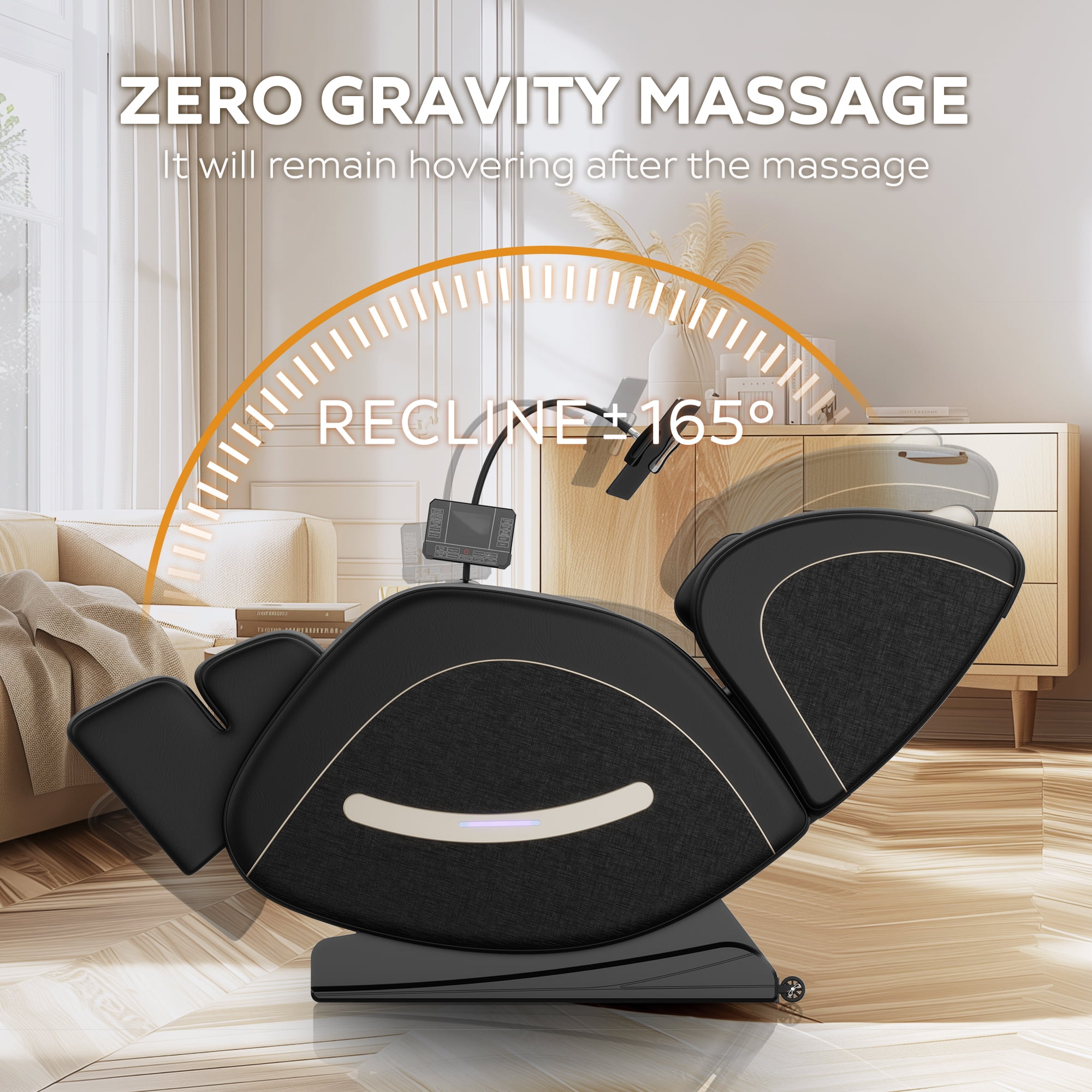 AENKYO Zero Gravity Full Body Massage Chair Recliner Includes Heating, Airbags, Bluetooth Speaker, Foot Roller, and Touch Screen Black