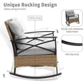 thumbnail image 5 of 3 Piece Outdoor Rocking Bistro Set, PE Rattan Steel Top Table and Rocking Chairs Set, Outdoor Conversation Set with Cushions for 2 Persons, All-weather Bistro Set for Patio, Pool, Balcony, Pub, Cafe, 5 of 9