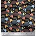 thumbnail image 2 of Soimoi Satin Silk Fabric Cute Elephant Kids Printed Fabric 1 Yard 42 Inch Wide, 2 of 3