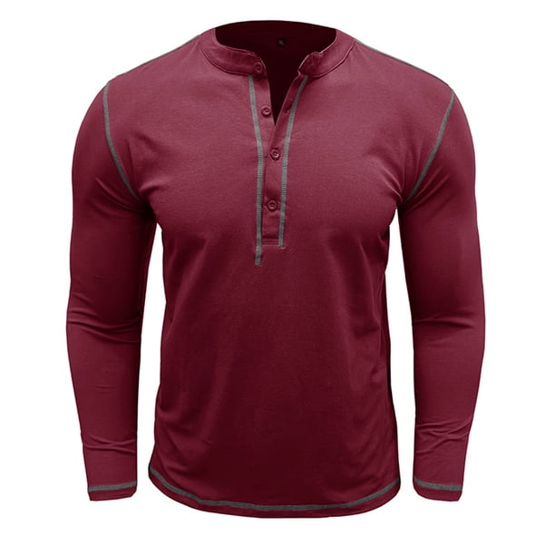 Blusas y camisas de manga larga con cuello redondo para hombre, blusa informal de moda con bloques de color, manga larga, cuello redondo, blusa de poliéster, algodón y poliéster.