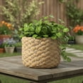 thumbnail image 3 of Urban Terracotta Round Pot with Thick Basket Weave Design Body Washed Finish Amber, 3 of 5