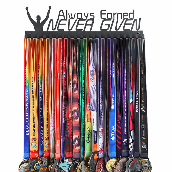 Goutoports Medal Holder Display Hanger Rack Frame for Sport Race Runner Always Earned Never Given