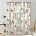 thumbnail image 2 of Boho Flower Blackout Curtains Wild Blue Pink Floral Thermal Insulated Window Drapes For Bedroom Beige Window Curtain Panels For Kitchen Living Room 53"W x 96"L (Pack of 2), 2 of 6